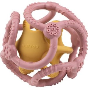achetez Lot de 2 balles encastrables en silicone rose et curry Nattou au meilleur prix en promo