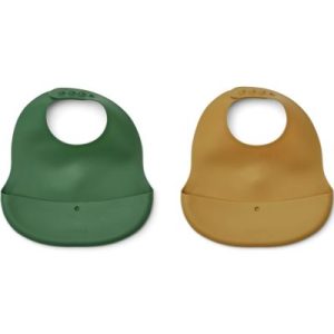 achetez Lot de 2 bavoirs à poche Ember Eden Golden caramel mix Liewood au meilleur prix en promo