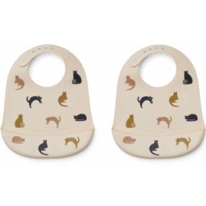achetez Lot de 2 bavoirs à poche Tilda Miauw apple blossom mix Liewood au meilleur prix en promo