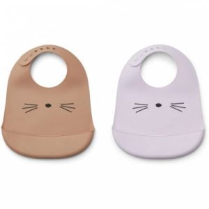 achetez Lot de 2 bavoirs à poche Tilda chat lavender mix Liewood au meilleur prix en promo