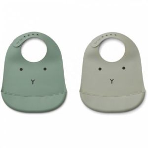 achetez Lot de 2 bavoirs à poche Tilda lapin mint mix Liewood au meilleur prix en promo