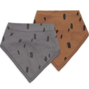 achetez Lot de 2 bavoirs bandana Spot caramel et storm grey Jollein au meilleur prix en promo