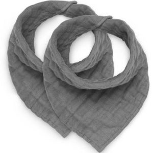 achetez Lot de 2 bavoirs bandana en coton froissé gris Jollein au meilleur prix en promo