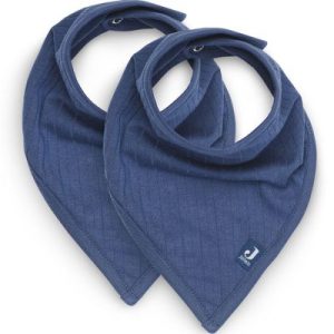 achetez Lot de 2 bavoirs bandanas Basic Stripe Jeans Blue Jollein au meilleur prix en promo