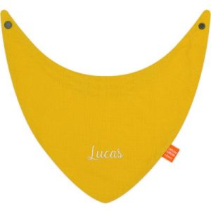 achetez Lot de 2 bavoirs bandanas Nomade Ours Brique et jaune (personnalisable) L'oiseau bateau au meilleur prix en promo