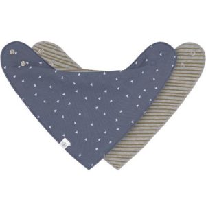 achetez Lot de 2 bavoirs bandanas bleu et gris chiné Lässig au meilleur prix en promo
