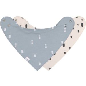 achetez Lot de 2 bavoirs bandanas en coton bio bleu et blanc Lässig au meilleur prix en promo