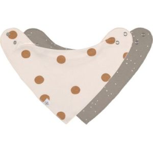 achetez Lot de 2 bavoirs bandanas en coton bio taupe et blanc cassé Lässig au meilleur prix en promo