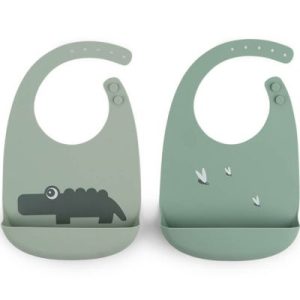 achetez Lot de 2 bavoirs en silicone Croco Vert Done by Deer au meilleur prix en promo