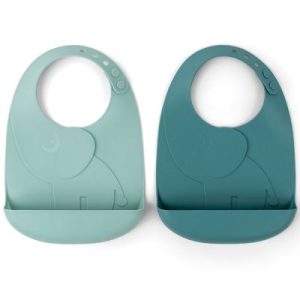 achetez Lot de 2 bavoirs en silicone Elphee mint Peekaboo Done by Deer au meilleur prix en promo