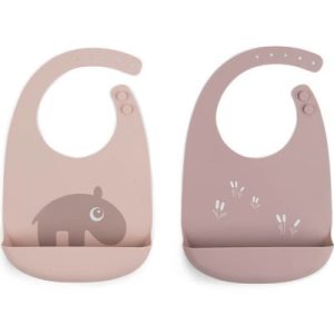 achetez Lot de 2 bavoirs en silicone Ozzo Rose Done by Deer au meilleur prix en promo