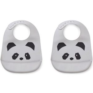 achetez Lot de 2 bavoirs en silicone Tilda panda dumbo grey Liewood au meilleur prix en promo