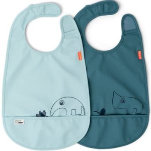 achetez Lot de 2 bavoirs imperméable à velcro Deer Friends bleu Done by Deer au meilleur prix en promo