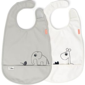 achetez Lot de 2 bavoirs imperméable à velcro Deer Friends gris Done by Deer au meilleur prix en promo