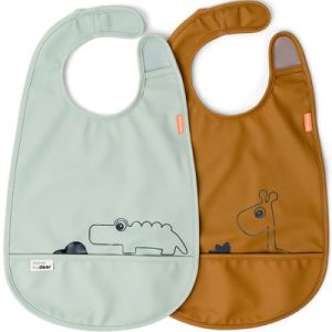 achetez Lot de 2 bavoirs imperméable à velcro Deer Friends moutarde Done by Deer au meilleur prix en promo