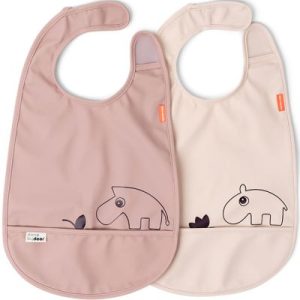 achetez Lot de 2 bavoirs imperméable à velcro Deer Friends rose Done by Deer au meilleur prix en promo