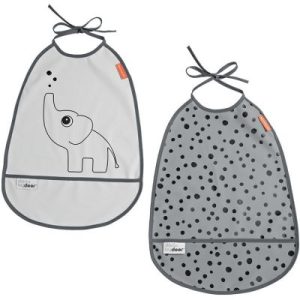 achetez Lot de 2 bavoirs imperméables à poche Elphee gris Done by Deer au meilleur prix en promo