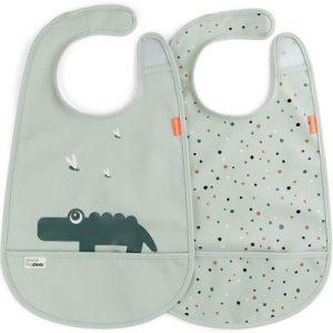 achetez Lot de 2 bavoirs imperméables à velcro Croco vert Done by Deer au meilleur prix en promo