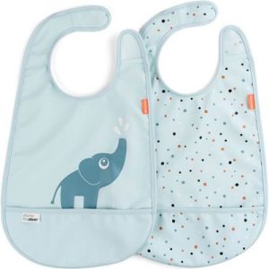 achetez Lot de 2 bavoirs imperméables à velcro Elphee Bleu Done by Deer au meilleur prix en promo
