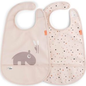 achetez Lot de 2 bavoirs imperméables à velcro Ozzo Rose Done by Deer au meilleur prix en promo