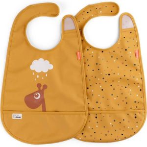 achetez Lot de 2 bavoirs imperméables à velcro Raffi Moutarde Done by Deer au meilleur prix en promo