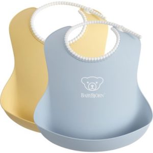 achetez Lot de 2 bavoirs plastifiés à poche jaune et bleu pastels BabyBjörn au meilleur prix en promo