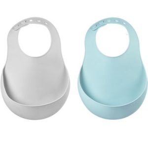 achetez Lot de 2 bavoirs silicone avec poche light mist et airy green Béaba au meilleur prix en promo