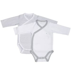 achetez Lot de 2 bodies croisés manches longues Céleste (Naissance : 50 cm) Sauthon au meilleur prix en promo