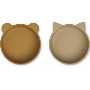 achetez Lot de 2 bols en silicone Vanessa Golden caramel oat mix Liewood au meilleur prix en promo