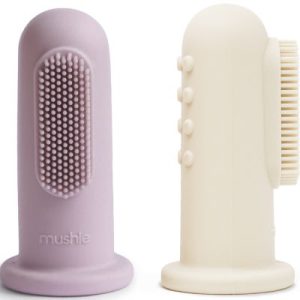 achetez Lot de 2 brosses à dents à doigt Soft Lilac/Ivory Mushie au meilleur prix en promo