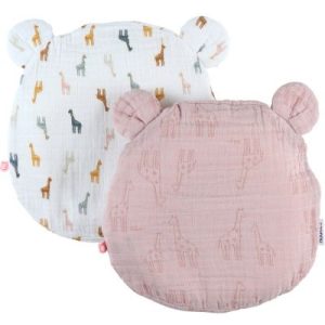achetez Lot de 2 coussins tête Mix & Match rose et blanc girafe (20 cm) Noukie's au meilleur prix en promo