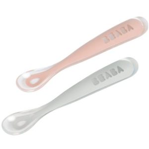 achetez Lot de 2 cuillères en silicone 1er âge old pink Béaba au meilleur prix en promo