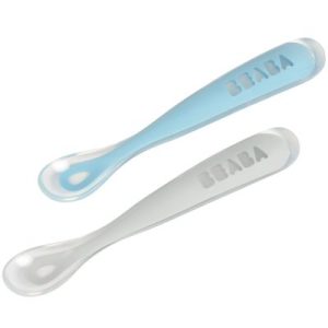 achetez Lot de 2 cuillères en silicone 1er âge windy blue Béaba au meilleur prix en promo