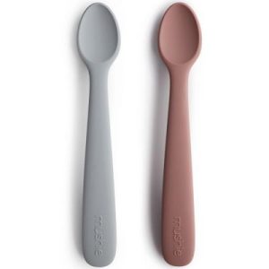 achetez Lot de 2 cuillères en silicone Stone/Cloudy mauve Mushie au meilleur prix en promo