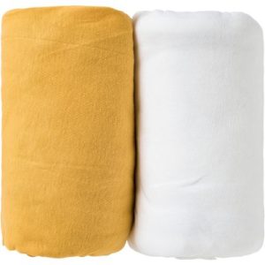 achetez Lot de 2 draps housse Moutarde et blanc (60 x 120 cm) Babycalin au meilleur prix en promo