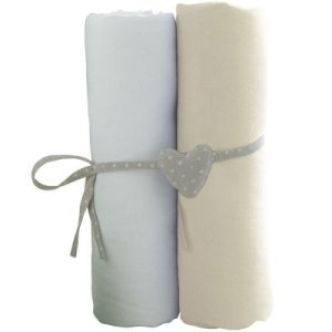 achetez Lot de 2 draps housses blanc et écru (60 x 120 cm) Babycalin au meilleur prix en promo