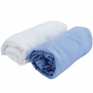 achetez Lot de 2 draps housses coton blanc et ciel (60 x 120 cm) Domiva au meilleur prix en promo