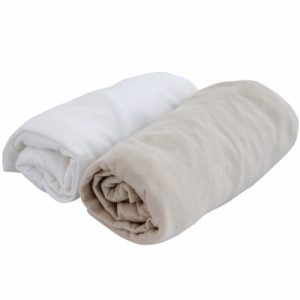 achetez Lot de 2 draps housses coton blanc et écru (60 x 120 cm) Domiva au meilleur prix en promo