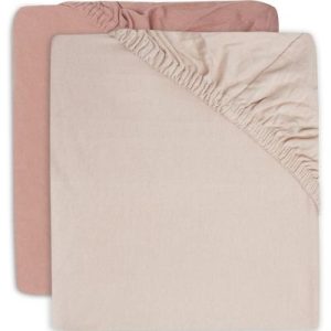 achetez Lot de 2 draps housses en coton Pale Pink/Rosewood (60 x 120 cm) Jollein au meilleur prix en promo