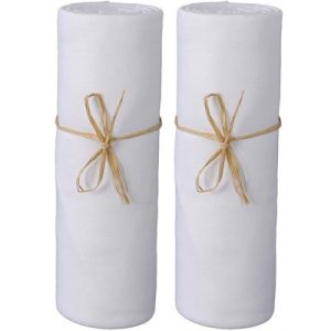 achetez Lot de 2 draps housses en coton bio blanc (60 x 120 cm) P'tit Basile au meilleur prix en promo