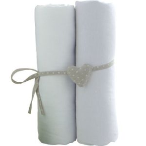 achetez Lot de 2 draps housses en coton bio blancs (70 x 140 cm) Babycalin au meilleur prix en promo