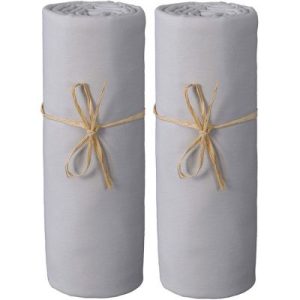 achetez Lot de 2 draps housses en coton bio gris perle (70 x 140 cm) P'tit Basile au meilleur prix en promo