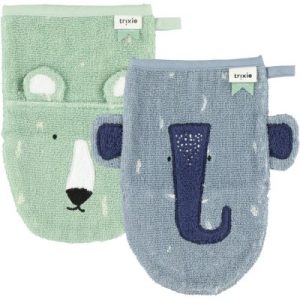 achetez Lot de 2 gants de toilette Mr Polar Bear et Mrs Elephant Trixie au meilleur prix en promo