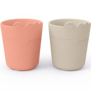 achetez Lot de 2 gobelets Kiddish Croco Sable et corail Done by Deer au meilleur prix en promo
