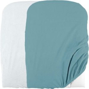 achetez Lot de 2 housses matelas à langer blanc et bleu (50 x 75 cm) Domiva au meilleur prix en promo