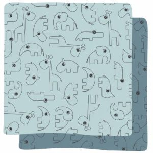 achetez Lot de 2 langes Contour bleu (70 x 70 cm) Done by Deer au meilleur prix en promo