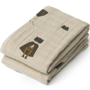 achetez Lot de 2 langes Lewis Superhero Dune mix (65 x 65 cm) Liewood au meilleur prix en promo
