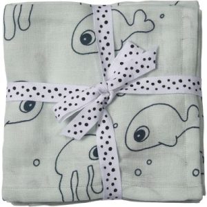 achetez Lot de 2 langes Sea Friends bleu clair (70 x 70 cm) Done by Deer au meilleur prix en promo