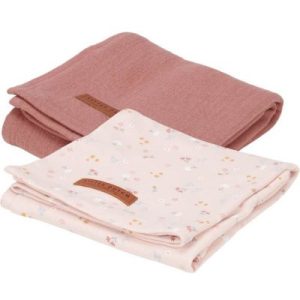 achetez Lot de 2 langes en coton Little pink flowers (70 x 70 cm) Little Dutch au meilleur prix en promo