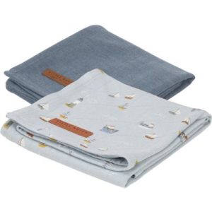 achetez Lot de 2 langes en coton Sailors bay blue (70 x 70 cm) Little Dutch au meilleur prix en promo